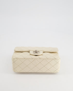 *SUPER RARE* Chanel Pearlescent Mini Rectangular Classic Flap Bag in Caviar Leather with Brushed Silver Hardware