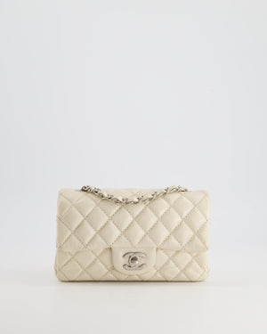 *SUPER RARE* Chanel Pearlescent Mini Rectangular Classic Flap Bag in Caviar Leather with Brushed Silver Hardware