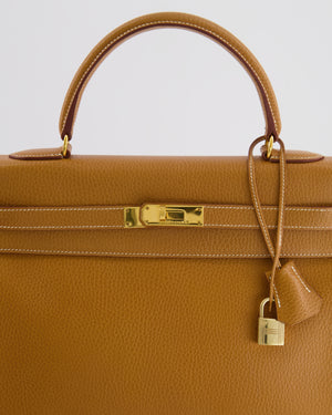 Hermès Vintage Kelly 35cm Bag in Gold Clemence Leather with Gold Hardware