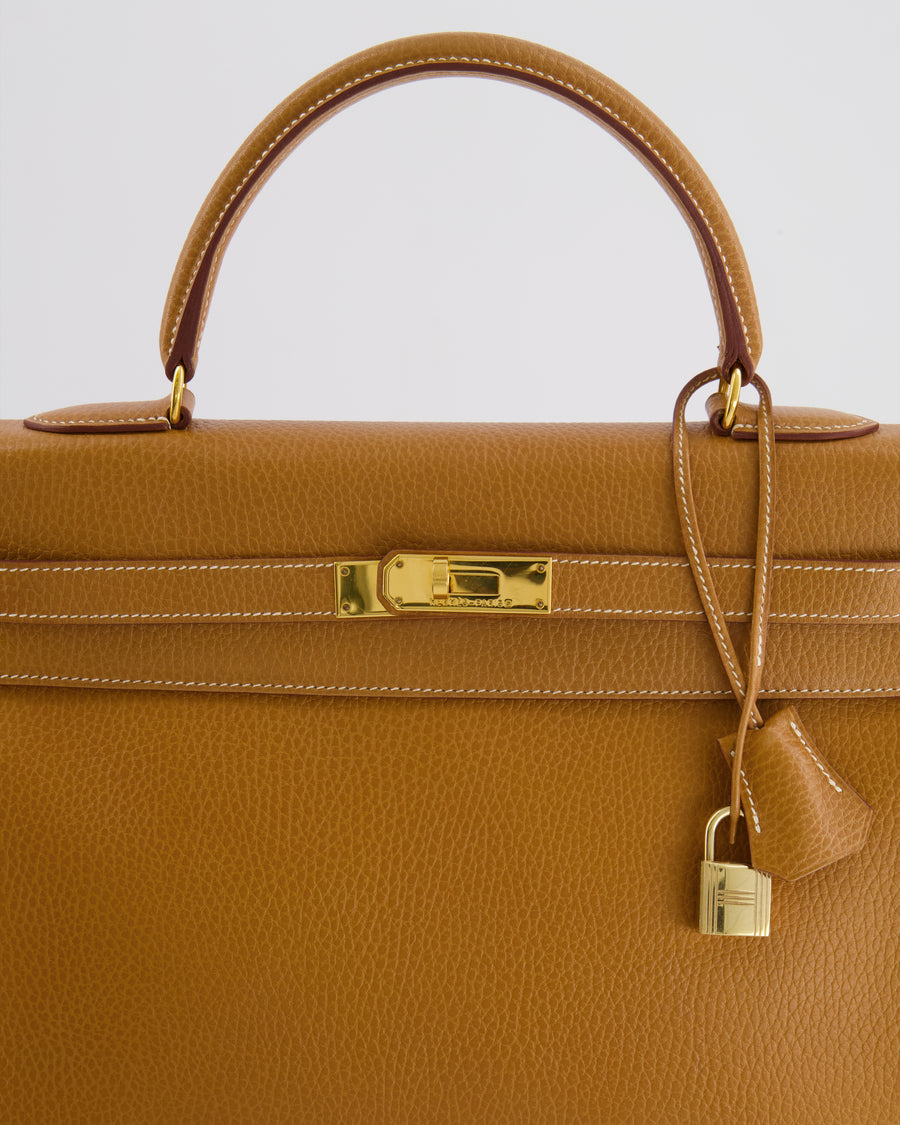 Hermès Vintage Kelly 35cm Bag in Gold Clemence Leather with Gold Hardware