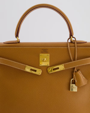 Hermès Vintage Kelly 35cm Bag in Gold Clemence Leather with Gold Hardware