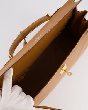 Hermès Vintage Kelly 35cm Bag in Gold Clemence Leather with Gold Hardware