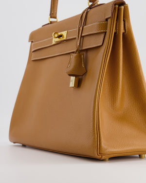 Hermès Vintage Kelly 35cm Bag in Gold Clemence Leather with Gold Hardware