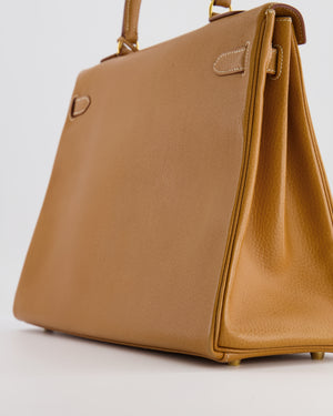 Hermès Vintage Kelly 35cm Bag in Gold Clemence Leather with Gold Hardware