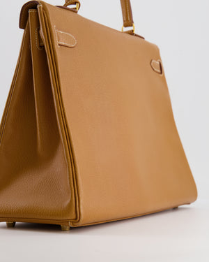 Hermès Vintage Kelly 35cm Bag in Gold Clemence Leather with Gold Hardware