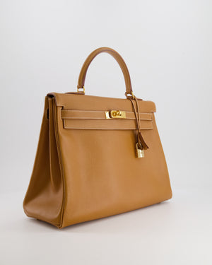 Hermès Vintage Kelly 35cm Bag in Gold Clemence Leather with Gold Hardware