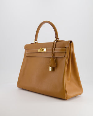 Hermès Vintage Kelly 35cm Bag in Gold Clemence Leather with Gold Hardware