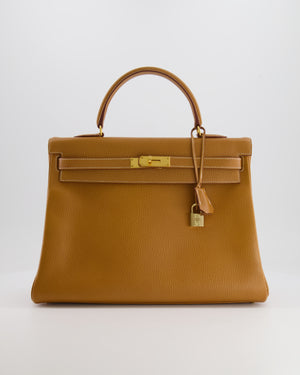 Hermès Vintage Kelly 35cm Bag in Gold Clemence Leather with Gold Hardware