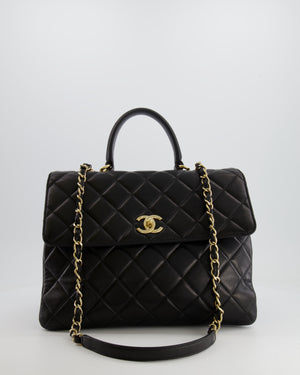 Chanel Black Large Trendy Bag in Lambskin Leather with Champagne Gold Hardware