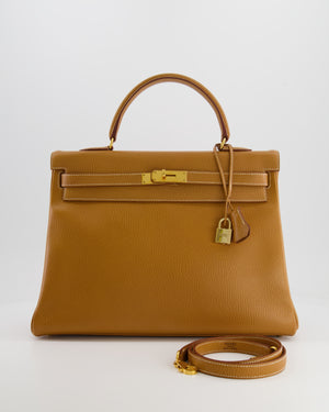 Hermès Vintage Kelly 35cm Bag in Gold Clemence Leather with Gold Hardware