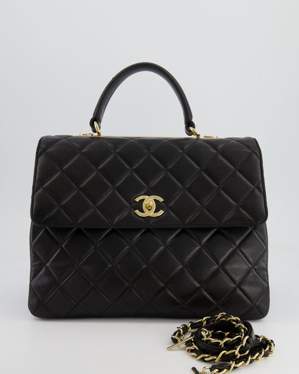 Chanel Black Large Trendy Bag in Lambskin Leather with Champagne Gold Hardware