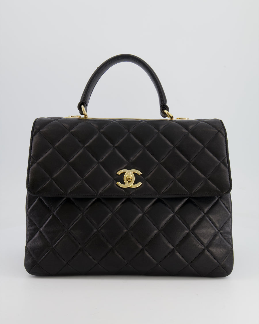 Chanel Black Large Trendy Bag in Lambskin Leather with Champagne Gold Hardware