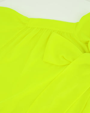 Balenciaga Neon Yellow Short-Sleeve Shirt with Bow Detail Size FR 38 (UK 10)