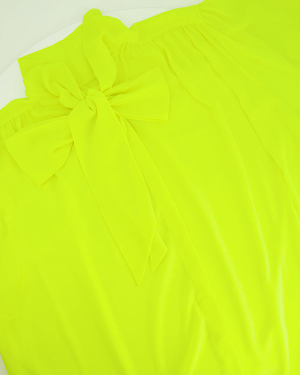 Balenciaga Neon Yellow Short-Sleeve Shirt with Bow Detail Size FR 38 (UK 10)