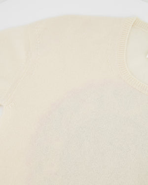 Chanel Cream Round Neck Cashmere Jumper with Tiger and CC Detail FR 38 (UK 10)