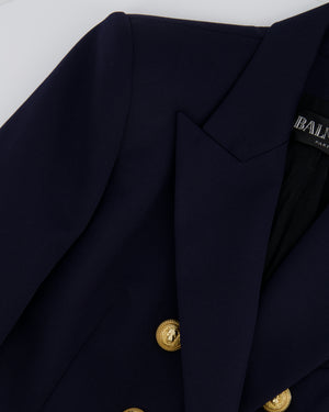 Balmain Navy Blazer Jacket with Gold Buttons Size FR 42 (UK 14) RRP £2,500