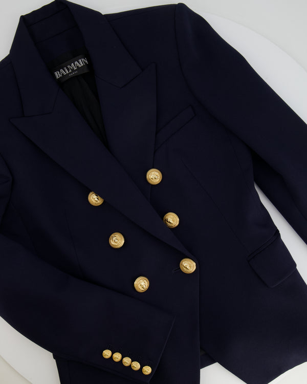 Balmain Navy Blazer Jacket with Gold Buttons Size FR 42 (UK 14) RRP £2,500