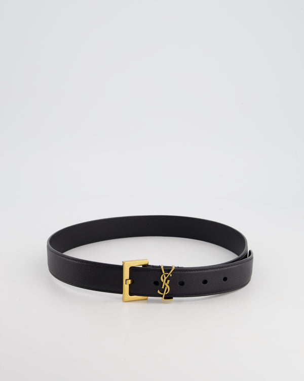Saint Laurent Cassandre Belt with Square Buckle in Smooth Leather Size 75 RRP £445