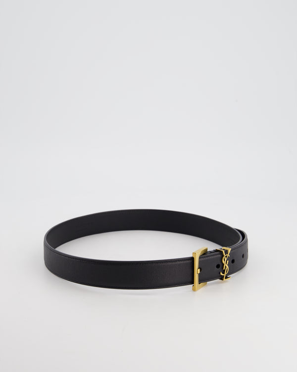 Saint Laurent Cassandre Belt with Square Buckle in Smooth Leather Size 75 RRP £445