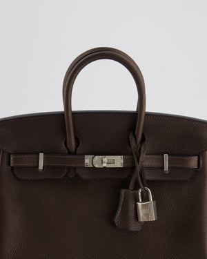 *RARE* Hermès Birkin 25cm Retourne in Fauve with Ebene Barenia Faubourg Leather and Palladium Hardware