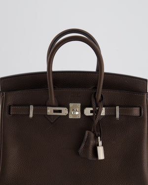 *RARE* Hermès Birkin 25cm Retourne in Fauve with Ebene Barenia Faubourg Leather and Palladium Hardware