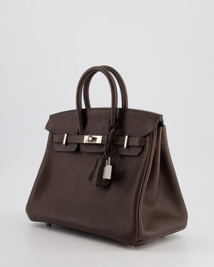 *RARE* Hermès Birkin 25cm Retourne in Fauve with Ebene Barenia Faubourg Leather and Palladium Hardware