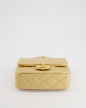 *CURRENT COLLECTION* Chanel Metallic Gold Mini Top Handle Bag in Calfskin Leather with Gold Hardware and Clear Perspex Handle Detail