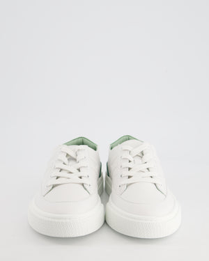 Hermès Deep White and Vert Jade Sneakers with Lizard Detailing Size EU 38.5