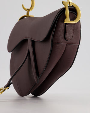 Christian Dior Burgundy Saddle Bag in Grained Calfskin Leather with Antique Gold Hardware RRP £3115