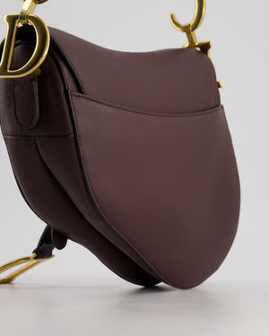 Christian Dior Burgundy Saddle Bag in Grained Calfskin Leather with Antique Gold Hardware RRP £3115