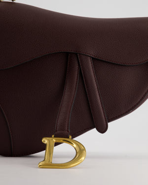 Christian Dior Burgundy Saddle Bag in Grained Calfskin Leather with Antique Gold Hardware RRP £3115