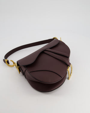 Christian Dior Burgundy Saddle Bag in Grained Calfskin Leather with Antique Gold Hardware RRP £3115