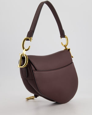 Christian Dior Burgundy Saddle Bag in Grained Calfskin Leather with Antique Gold Hardware RRP £3115