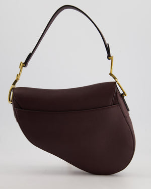 Christian Dior Burgundy Saddle Bag in Grained Calfskin Leather with Antique Gold Hardware RRP £3115