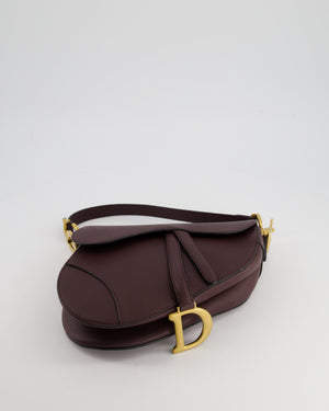 Christian Dior Burgundy Saddle Bag in Grained Calfskin Leather with Antique Gold Hardware RRP £3115