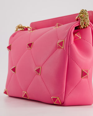 *LIMITED EDITION* Valentino Pink Roman Stud Large Bag In Nappa Leather with Gold Hardware RRP £2750