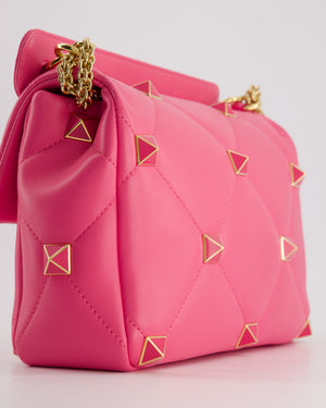 *LIMITED EDITION* Valentino Pink Roman Stud Large Bag In Nappa Leather with Gold Hardware RRP £2750