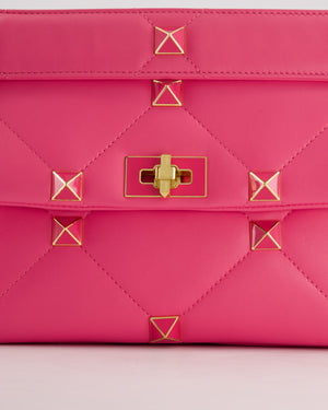 *LIMITED EDITION* Valentino Pink Roman Stud Large Bag In Nappa Leather with Gold Hardware RRP £2750