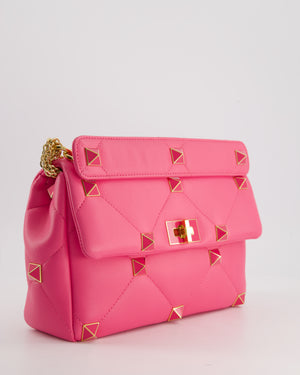 *LIMITED EDITION* Valentino Pink Roman Stud Large Bag In Nappa Leather with Gold Hardware RRP £2750