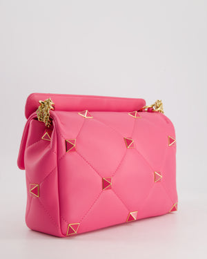 *LIMITED EDITION* Valentino Pink Roman Stud Large Bag In Nappa Leather with Gold Hardware RRP £2750