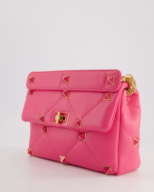 *LIMITED EDITION* Valentino Pink Roman Stud Large Bag In Nappa Leather with Gold Hardware RRP £2750