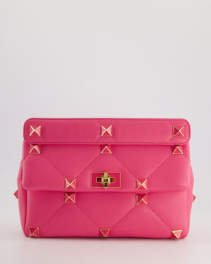 *LIMITED EDITION* Valentino Pink Roman Stud Large Bag In Nappa Leather with Gold Hardware RRP £2750