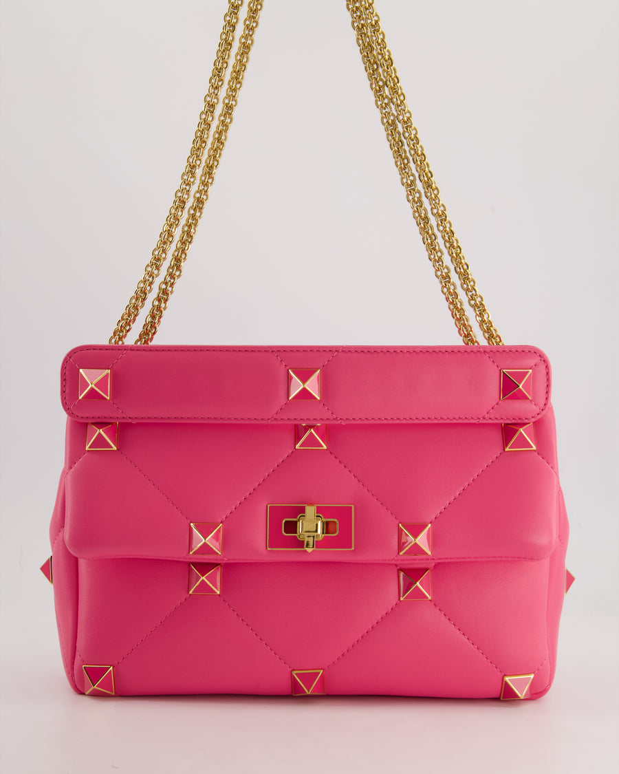 *LIMITED EDITION* Valentino Pink Roman Stud Large Bag In Nappa Leather with Gold Hardware RRP £2750