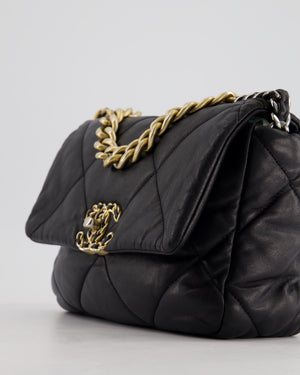 Chanel Black Small 19 Flap Bag in Goatskin Leather with Mixed Hardware