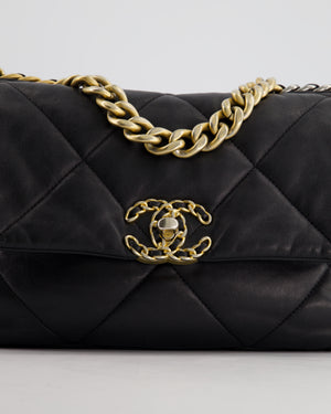 Chanel Black Small 19 Flap Bag in Goatskin Leather with Mixed Hardware