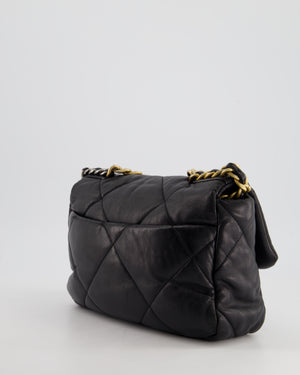 Chanel Black Small 19 Flap Bag in Goatskin Leather with Mixed Hardware