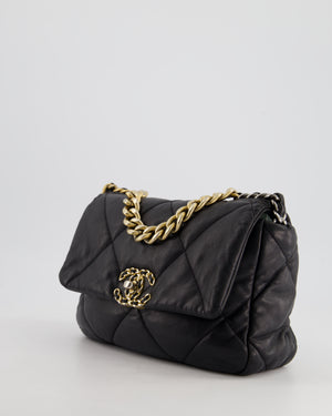 Chanel Black Small 19 Flap Bag in Goatskin Leather with Mixed Hardware