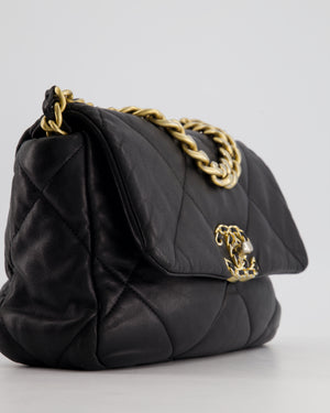 Chanel Black Small 19 Flap Bag in Goatskin Leather with Mixed Hardware