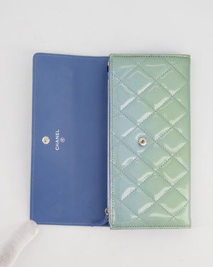 Chanel Light Blue Patent Longline Wallet with Silver Hardware