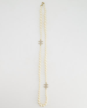 Chanel Gold CC Necklace with White Pearls